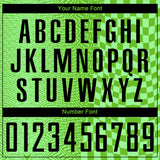 Custom Aurora Green Black-Pea Green Geometric Patchwork Asymmetry Checkered Zigzag Lines Sublimation Soccer Uniform Jersey
