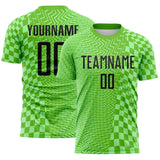 Custom Aurora Green Black-Pea Green Geometric Patchwork Asymmetry Checkered Zigzag Lines Sublimation Soccer Uniform Jersey