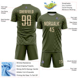 Custom Olive-City Cream Geometric Patchwork Asymmetry Checkered Zigzag Lines Sublimation Soccer Uniform Jersey