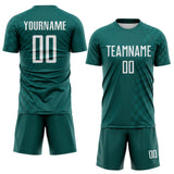 Custom Midnight Green-White Geometric Patchwork Asymmetry Checkered Zigzag Lines Sublimation Soccer Uniform Jersey