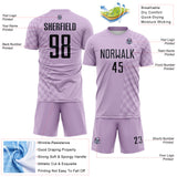 Custom Light Purple-Black Geometric Patchwork Asymmetry Checkered Zigzag Lines Sublimation Soccer Uniform Jersey