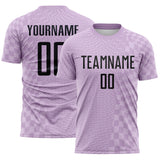 Custom Light Purple-Black Geometric Patchwork Asymmetry Checkered Zigzag Lines Sublimation Soccer Uniform Jersey