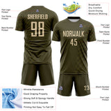 Custom Olive-City Cream Geometric Patchwork Asymmetry Checkered Zigzag Lines Sublimation Soccer Uniform Jersey