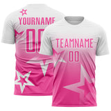 Custom White-Pink Gradient Style Twinkle Star Sublimation Soccer Uniform Jersey