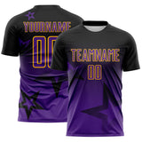 Custom Black Purple-Gold Gradient Style Twinkle Star Sublimation Soccer Uniform Jersey