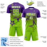 Custom Purple Neon Green-White Gradient Style Twinkle Star Sublimation Soccer Uniform Jersey
