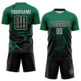 Custom Kelly Green Black-White Gradient Style Twinkle Star Sublimation Soccer Uniform Jersey