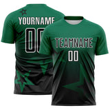 Custom Kelly Green Black-White Gradient Style Twinkle Star Sublimation Soccer Uniform Jersey