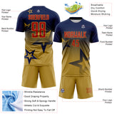 Custom Navy Red-Old Gold Gradient Style Twinkle Star Sublimation Soccer Uniform Jersey