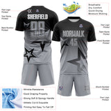 Custom Black Gray-White Gradient Style Twinkle Star Sublimation Soccer Uniform Jersey