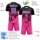 Custom Black Light Blue-Pink Gradient Style Twinkle Star Sublimation Soccer Uniform Jersey