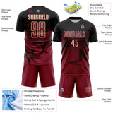 Custom Black Crimson-Cream Gradient Style Twinkle Star Sublimation Soccer Uniform Jersey