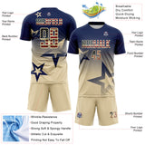 Custom Navy Vintage USA Flag-Cream Gradient Style Twinkle Star Sublimation Soccer Uniform Jersey