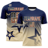 Custom Navy Vintage USA Flag-Cream Gradient Style Twinkle Star Sublimation Soccer Uniform Jersey