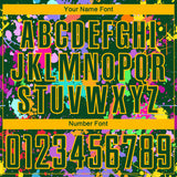 Custom Graffiti Pattern Green-Gold Paint Splatter Sublimation Soccer Uniform Jersey