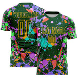 Custom Graffiti Pattern Green-Gold Paint Splatter Sublimation Soccer Uniform Jersey