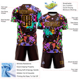 Custom Graffiti Pattern Brown-Gold Paint Splatter Sublimation Soccer Uniform Jersey