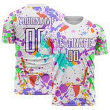 Custom Graffiti Pattern White-Purple Paint Splatter Sublimation Soccer Uniform Jersey