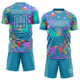Custom Graffiti Pattern Panther Blue-White Paint Splatter Sublimation Soccer Uniform Jersey