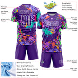 Custom Graffiti Pattern Purple-White Paint Splatter Sublimation Soccer Uniform Jersey