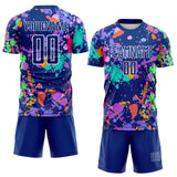Custom Graffiti Pattern Royal-White Paint Splatter Sublimation Soccer Uniform Jersey