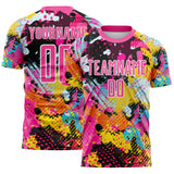 Custom Graffiti Pattern Pink-White Paint Splatter Sublimation Soccer Uniform Jersey