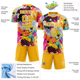 Custom Graffiti Pattern Gold-White Paint Splatter Sublimation Soccer Uniform Jersey