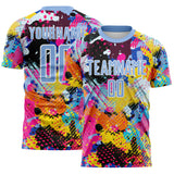 Custom Graffiti Pattern Light Blue-White Paint Splatter Sublimation Soccer Uniform Jersey