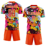 Custom Graffiti Pattern Orange-White Paint Splatter Sublimation Soccer Uniform Jersey