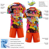 Custom Graffiti Pattern Orange-White Paint Splatter Sublimation Soccer Uniform Jersey
