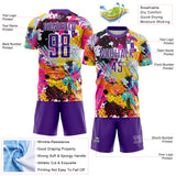 Custom Graffiti Pattern Purple-White Paint Splatter Sublimation Soccer Uniform Jersey