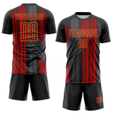 Custom Black Red-Old Gold Brush Stroke Fluid Stripes Sublimation Soccer Uniform Jersey