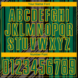 Custom Black Kelly Green-Gold Brush Stroke Fluid Stripes Sublimation Soccer Uniform Jersey