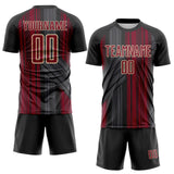 Custom Black Crimson-Cream Brush Stroke Fluid Stripes Sublimation Soccer Uniform Jersey