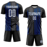 Custom Black White-US Navy Blue Brush Stroke Fluid Stripes Sublimation Soccer Uniform Jersey