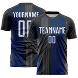 Custom Black White-US Navy Blue Brush Stroke Fluid Stripes Sublimation Soccer Uniform Jersey