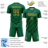 Custom Kelly Green Old Gold-Green Diagonal Stripes Sublimation Soccer Uniform Jersey