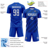 Custom Thunder Blue White-US Navy Blue Diagonal Stripes Sublimation Soccer Uniform Jersey