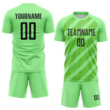 Custom Pea Green Black-Aurora Green Diagonal Stripes Sublimation Soccer Uniform Jersey