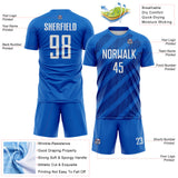 Custom Blue White-Royal Diagonal Stripes Sublimation Soccer Uniform Jersey