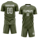 Custom Olive-White Diagonal Stripes Sublimation Soccer Uniform Jersey