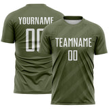Custom Olive-White Diagonal Stripes Sublimation Soccer Uniform Jersey
