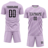 Custom Light Purple-Black Diagonal Stripes Sublimation Soccer Uniform Jersey