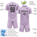 Custom Light Purple-Black Diagonal Stripes Sublimation Soccer Uniform Jersey