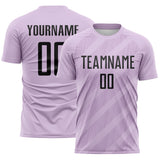 Custom Light Purple-Black Diagonal Stripes Sublimation Soccer Uniform Jersey