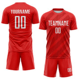 Custom Red-White Diagonal Stripes Sublimation Soccer Uniform Jersey