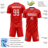 Custom Red-White Diagonal Stripes Sublimation Soccer Uniform Jersey
