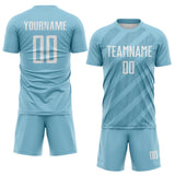 Custom Shadow Blue-White Diagonal Stripes Sublimation Soccer Uniform Jersey