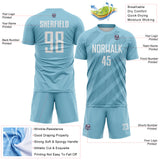 Custom Shadow Blue-White Diagonal Stripes Sublimation Soccer Uniform Jersey