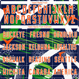 Custom Navy Orange Green-White Geometric Asymmetry Shatter Sublimation Soccer Uniform Jersey